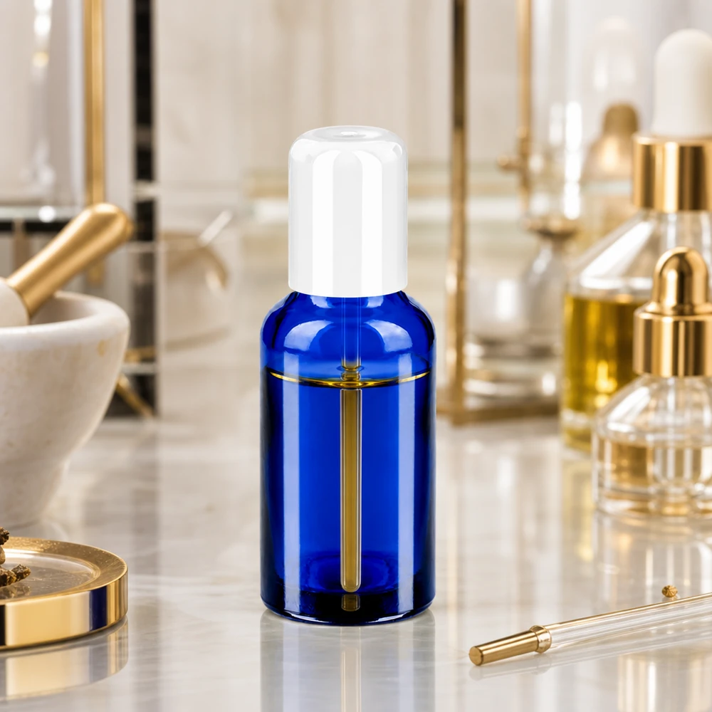 30ml roll-on lahvička bílá standardní uzávěr BlueLine UT18/30 Vielseitige 30ml Glasflasche mit Roll-On Applikator für Parfums Seren und Massageöle