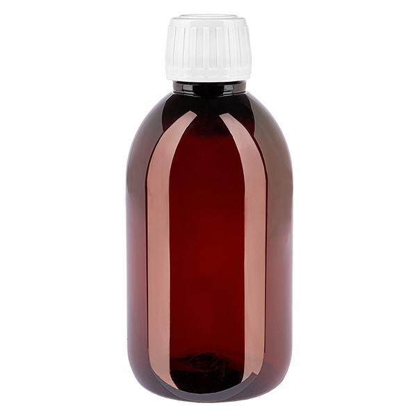 PET láhev 250ml se standardním bílým uzávěrem s pojistkou proti manipulaci PET láhev 250ml se standardním bílým uzávěrem s pojistkou proti manipulaci