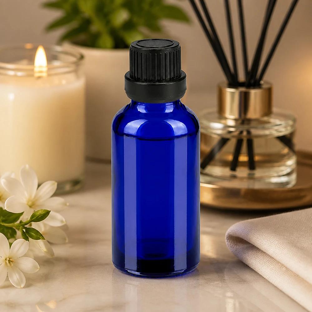 Robuste 30ml Glasflasche in Kobaltblau mit sicherem Schraubverschluss für Naturheilmittel