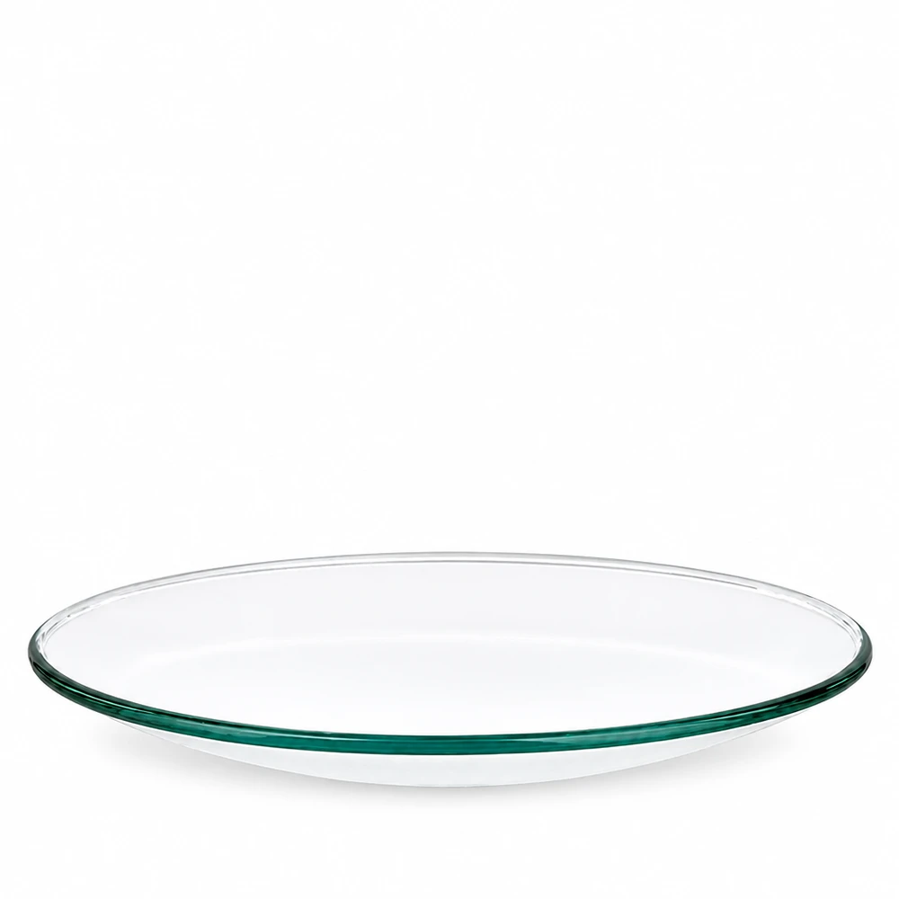 Skleněná miska na hodinky ø60 mm Kleine flache Uhrglasschale Ø 60 mm aus klarem Borosilikatglas grüner Rand