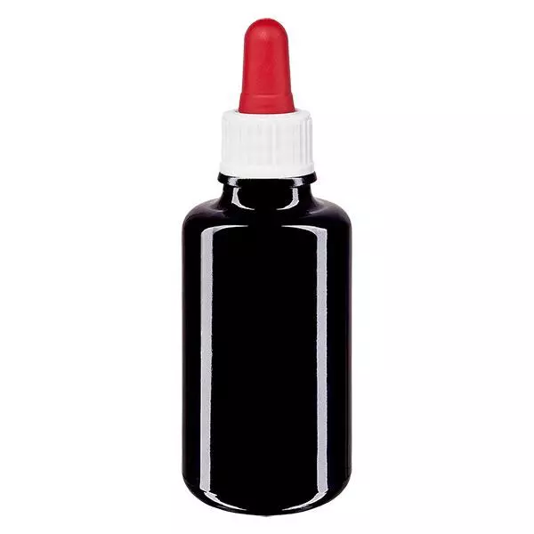 Lékárenská láhev violet 30ml pipeta bílá/červená standardní Lékárenská láhev violet 30ml pipeta bílá/červená standardní