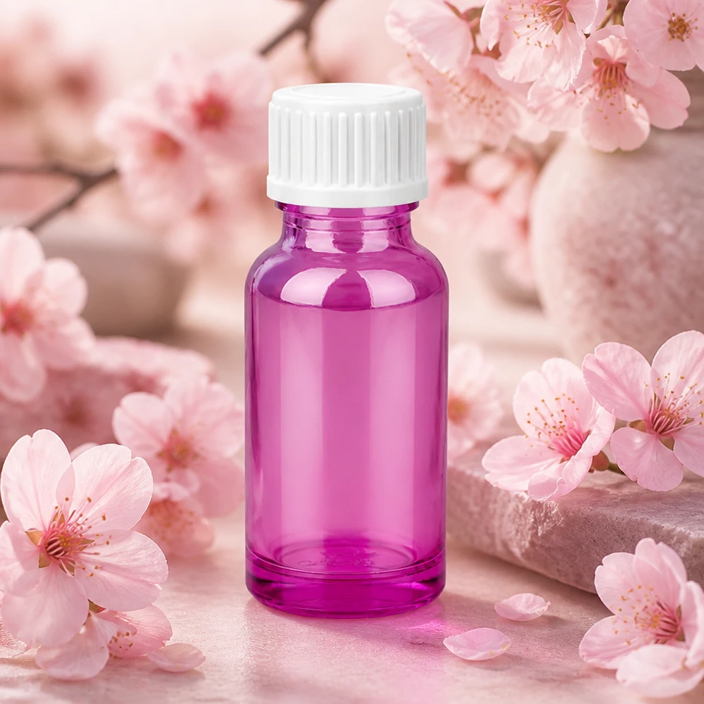 20ml lahvička (globule) 3mm nalévací kroužek bílá standardní PurpleLine.UT18/20 Nachfüllbare 20ml Violettglasflasche mit standardisiertem 18/20 Gewinde für Pipetten