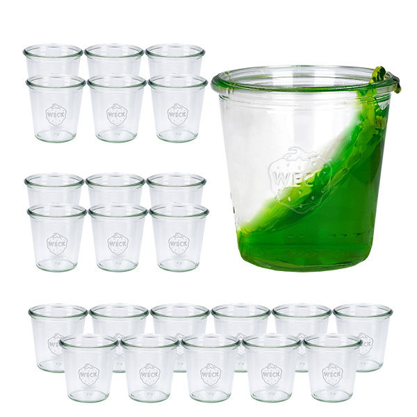 Sada 24 sklenic Weck o objemu 290 ml, výška 1/5 l.