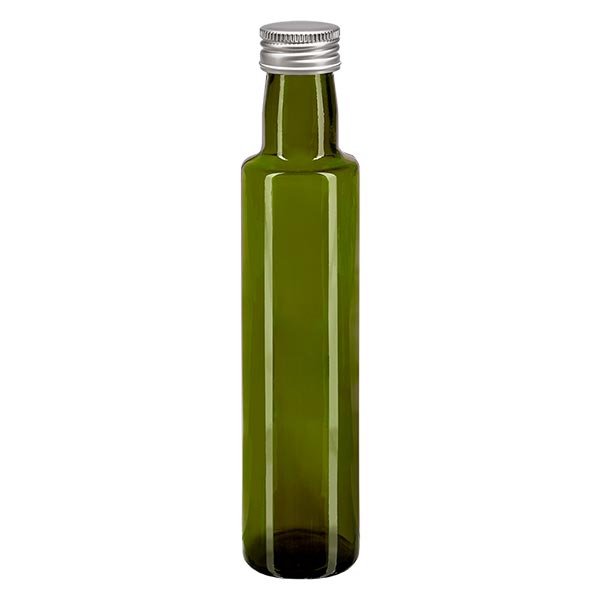 250ml šroubovací láhev kulatá olivově zelená se stříbrným uzávěrem 250ml šroubovací láhev kulatá olivově zelená se stříbrným uzávěrem