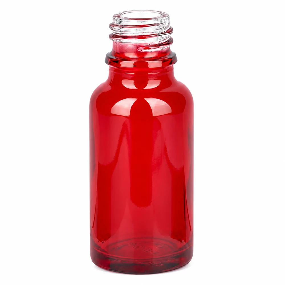 20ml lékárenská lahvička RedLine UT18/20 UNiTWIST. 20ml RedLine Apothekenflasche aus robustem roten Glas mit UNiTWIST UT18/20 Schraubverschluss