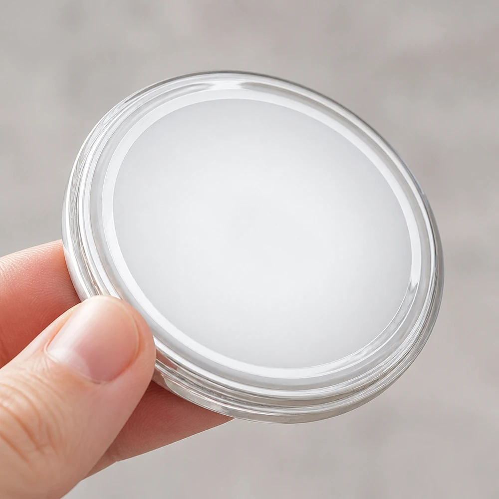 Detailní záběr víčka BasicSeal 70 mm, bílé, TO70 UNiTWIST s hladkým bílým povrchem