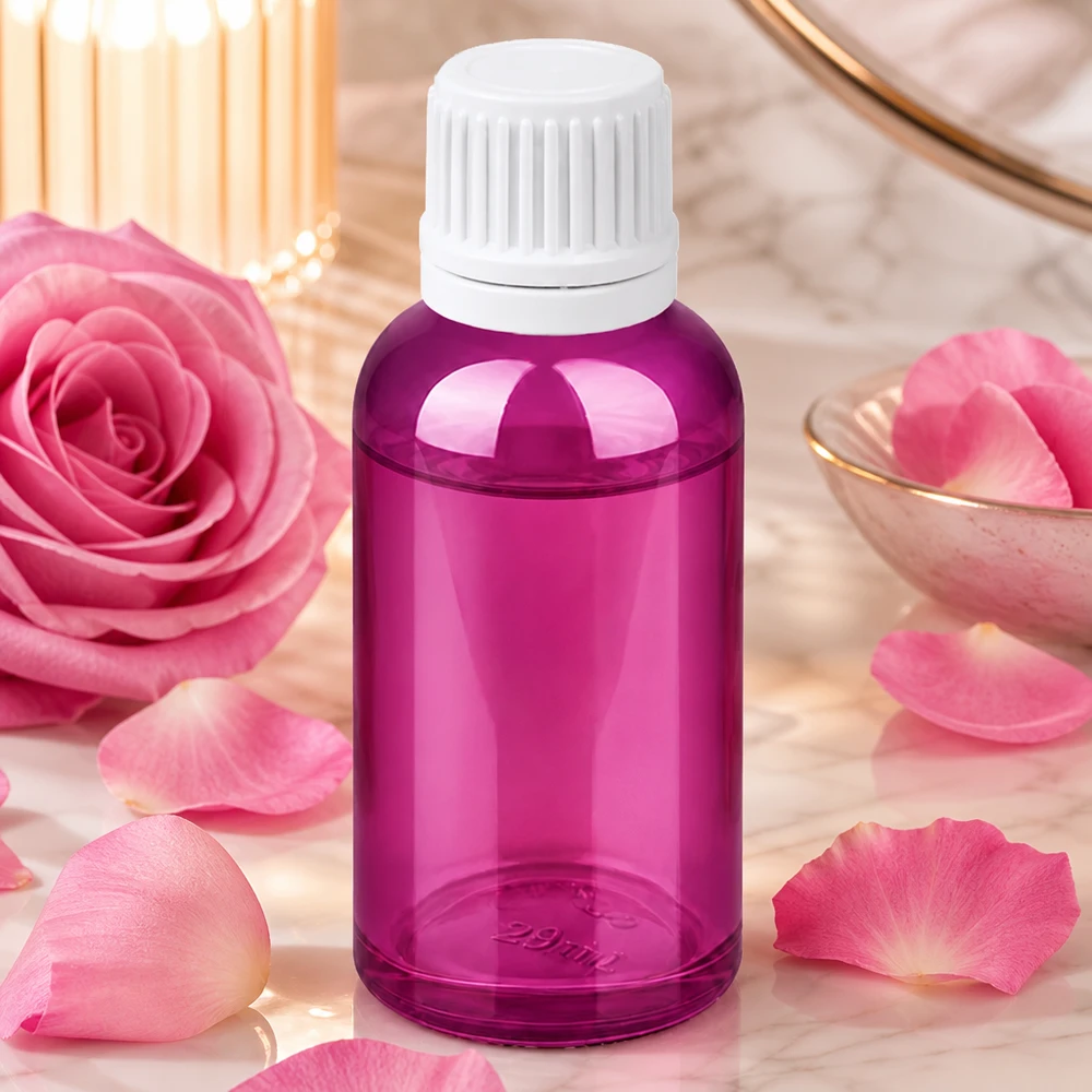 30ml lahvička s kapátkem 0,7mm bílé sklo Originality šroubovací uzávěr PurpleLine UT18/30 Professionelle 30ml Dosierflasche violett mit 0.7mm Tropföffnung für Labor und Praxis