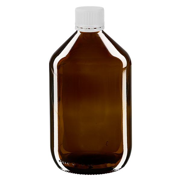 500ml lahvička na léky hnědá, uzávěr bílý s kroužkem proti neoprávněné manipulaci ApoGlas 500ml lahvička na léky hnědá, uzávěr bílý s kroužkem proti neoprávněné manipulaci ApoGlas
