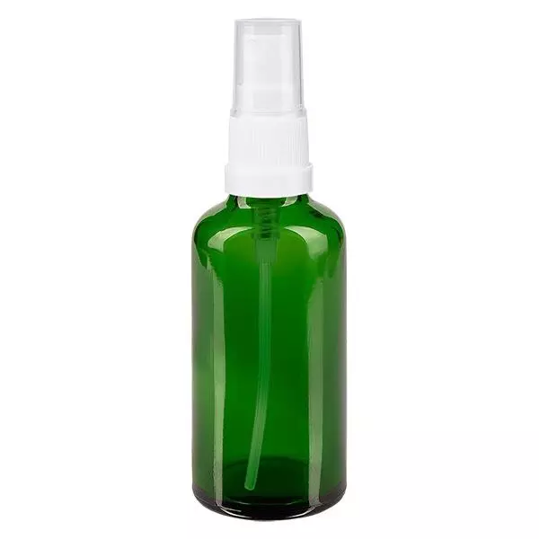 Lékárenská lahvička zelená 50ml rozprašovací uzávěr bílý Lékárenská lahvička zelená 50ml rozprašovací uzávěr bílý