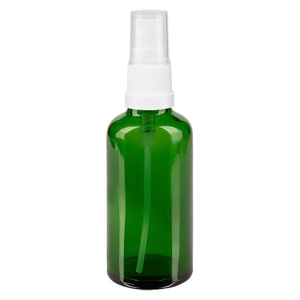 Lékárenská lahvička zelená 50ml rozprašovací uzávěr bílý Lékárenská lahvička zelená 50ml rozprašovací uzávěr bílý
