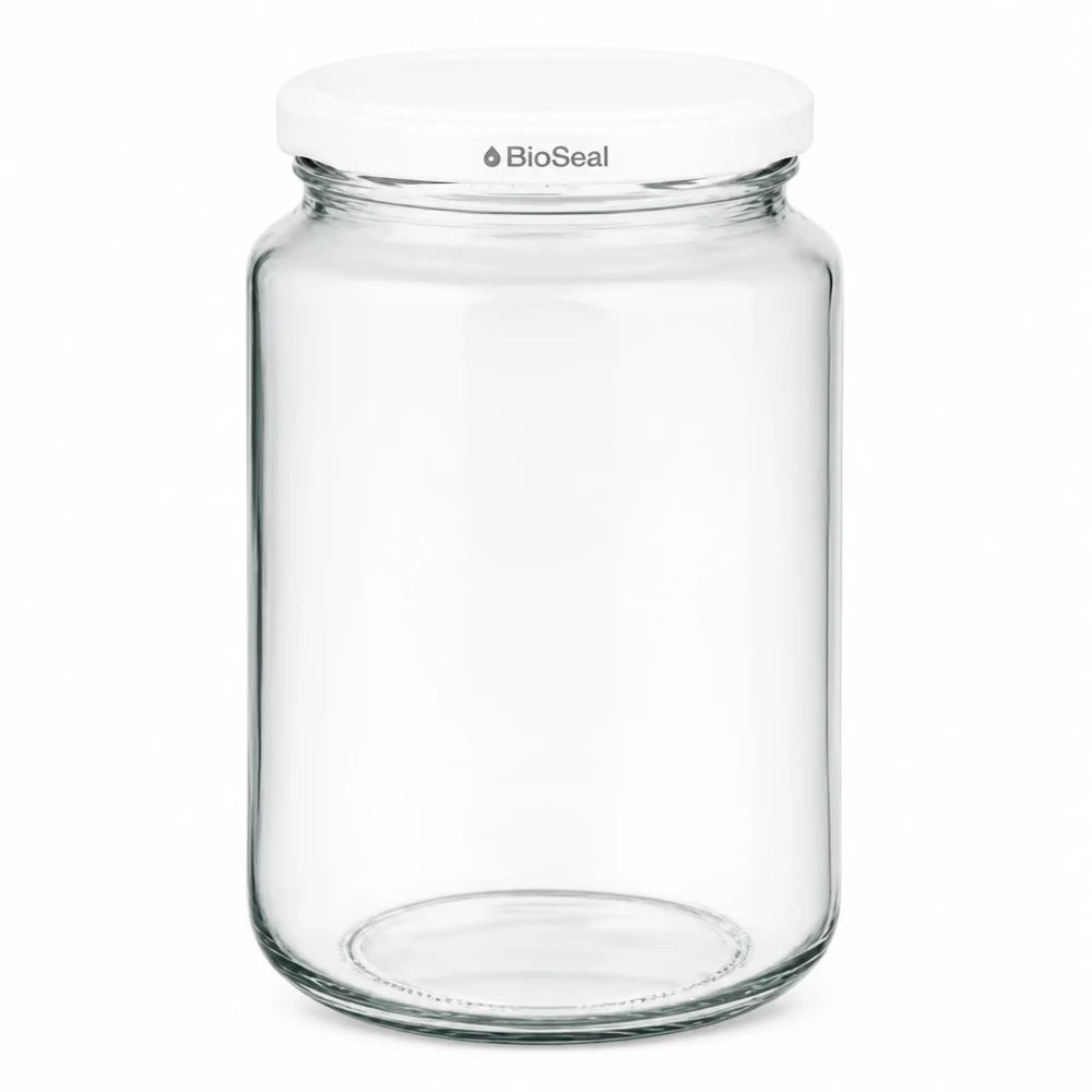 UNiTWIST Runda382 s bílým víčkem TO66 BioSeal UNiTWIST Runda382 Einmachglas mit weißem TO66 BioSeal Deckel - leeres Glasgefäß für Konservierung und Aufbewahrung