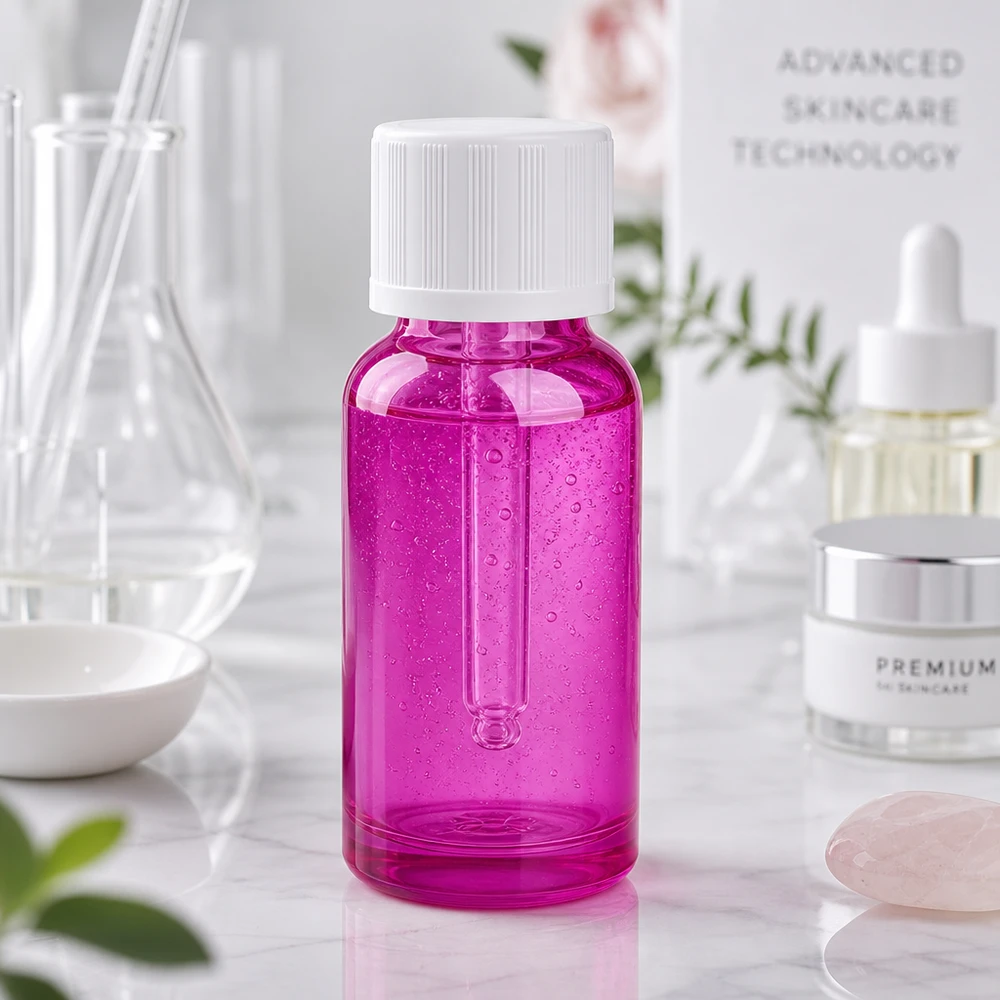Hochwertige 20ml Tropfflasche lila mit präzisem 1,2mm Tropfereinsatz für Pharmazie und Labor