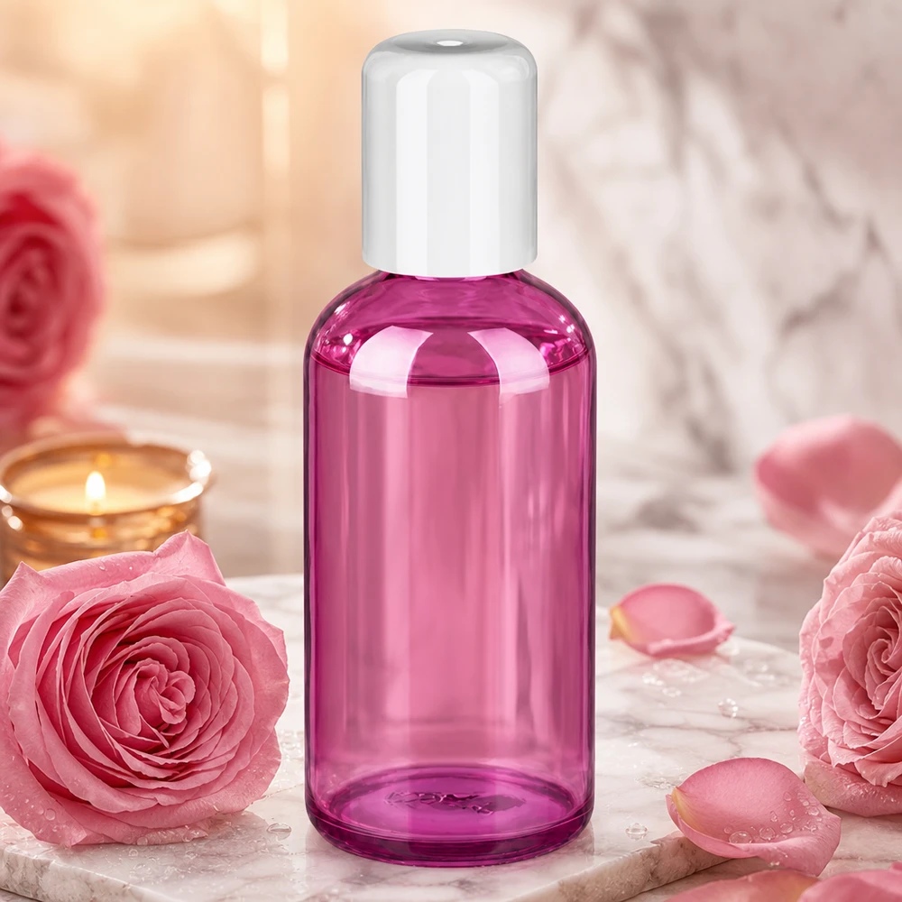 100ml lahvička s globulí bílá standardní PurpleLine UT18/100 Moderne 100ml Kosmetikflasche mit Roll-On Funktion in ansprechender Purple Line Optik