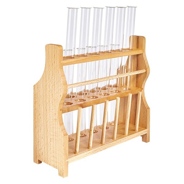 Dřevěný stojan na zkumavky s 12 borosilikátovými zkumavkami 160x16 Dřevěný stojan na zkumavky s 12 borosilikátovými zkumavkami 160x16