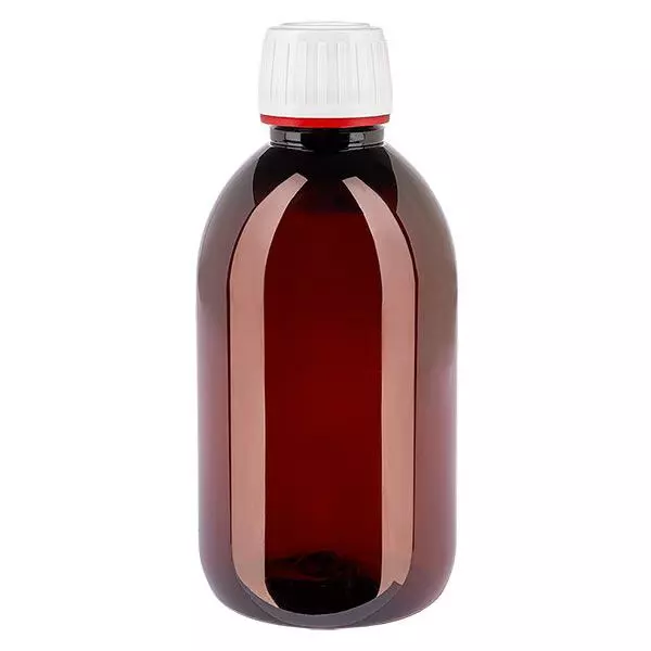 PET láhev 250ml s bílým tamper-evidentním uzávěrem, jemně žebrovaným