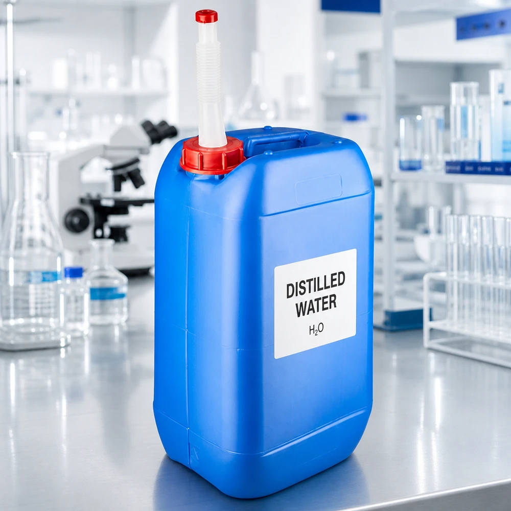 Destilliertes Wasser Kanister 15 Liter blau mit praktischem Flex-Ausgießrohr