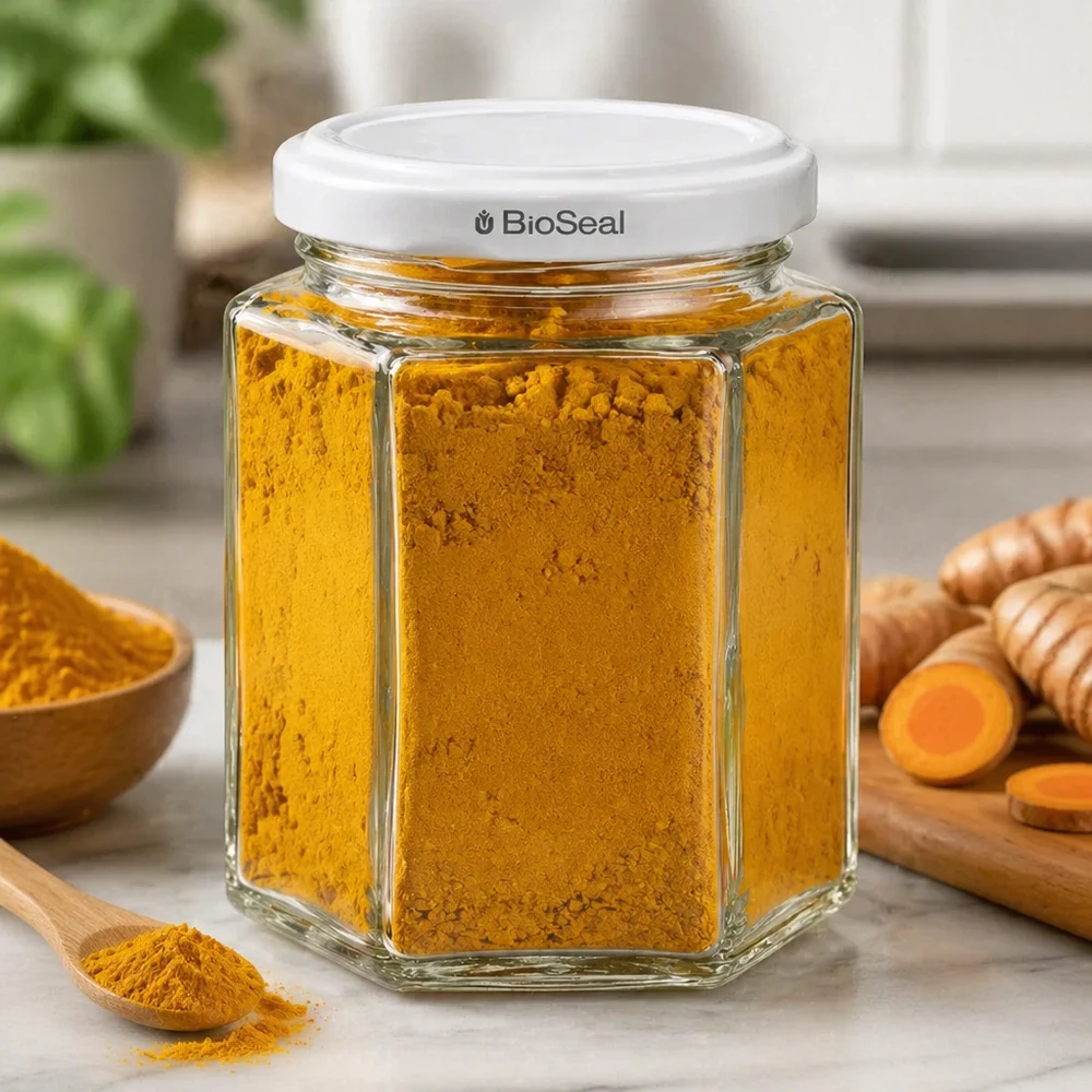 Sklenice Hexa o objemu 196 ml s bílým víčkem BioSeal UNiTWIST Sklenice Hexa o objemu 196 ml s bílým víčkem BioSeal UNiTWIST