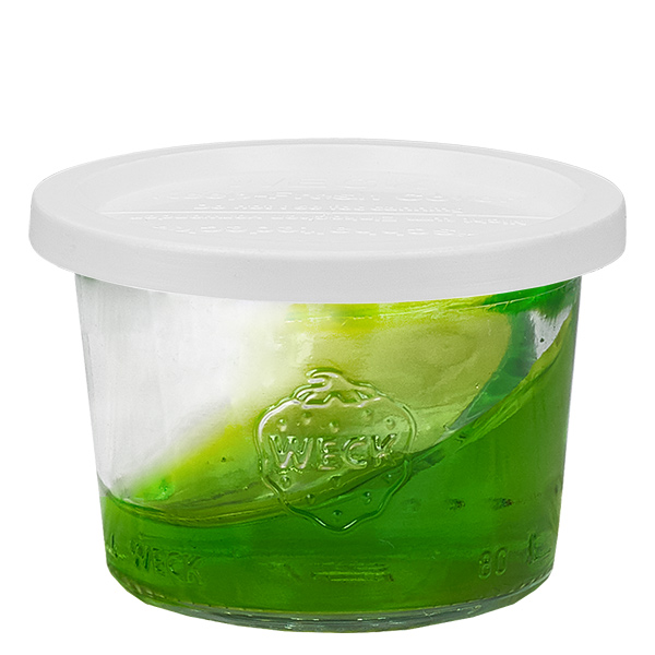 Sada 12 skleněných pohárů Weck o objemu 80 ml s 12 přilnavými víčky Sada 12 skleněných pohárů Weck o objemu 80 ml s 12 přilnavými víčky