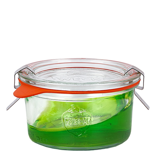 Sada 24 sklenic Weck o objemu 165 ml s 24 skleněnými víčky. Sada 24 sklenic Weck o objemu 165 ml s 24 skleněnými víčky.