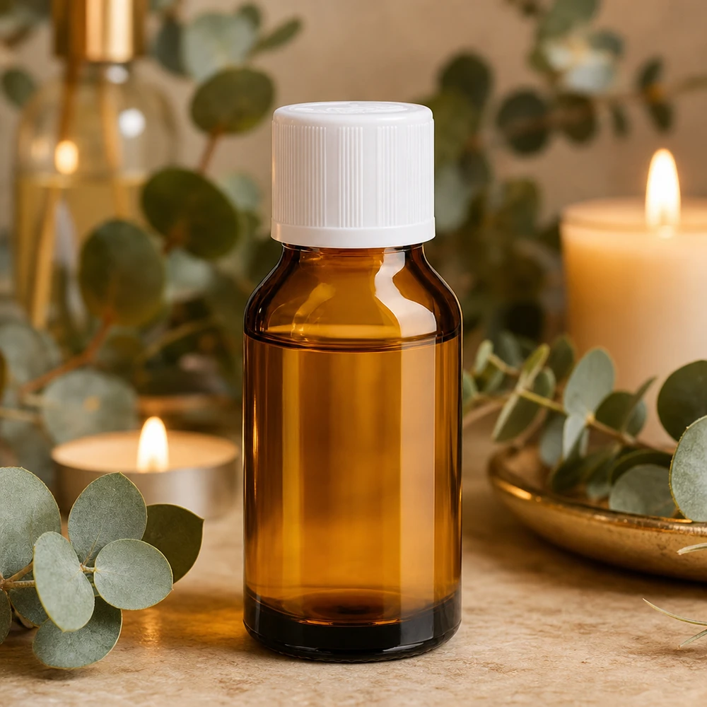Lékárenská lahvička hnědá 15ml šroubovací uzávěr bílý Standard odolný vůči dětem. Apothekerflasche aus Braunglas 15ml mit weißem Sicherheitsverschluss für Naturprodukte