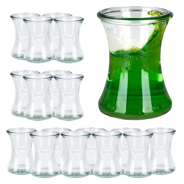 Sada 18 zavařovacích sklenic Weck s objemem 370 ml na lahůdky.