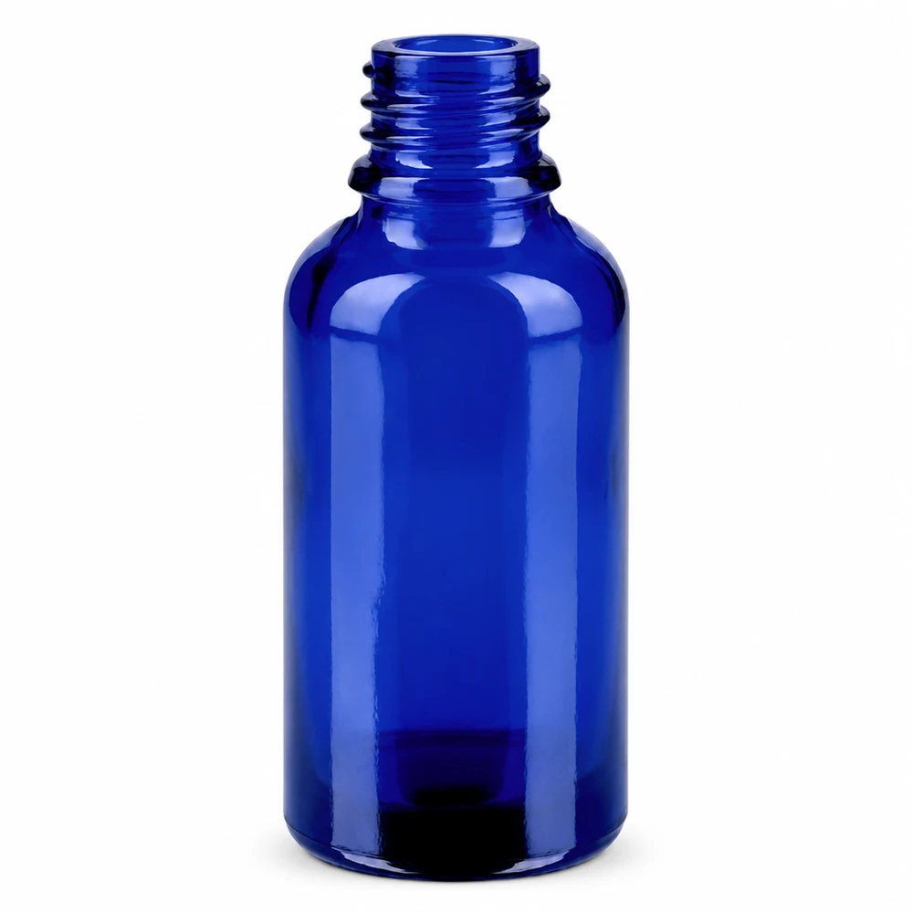 30ml láhev 11mm šroubovací uzávěr bílý standard BlueLine UT18/30 Professionelle blaue 30ml Glasflasche mit Standardgewinde für Labor und medizinische Anwendungen