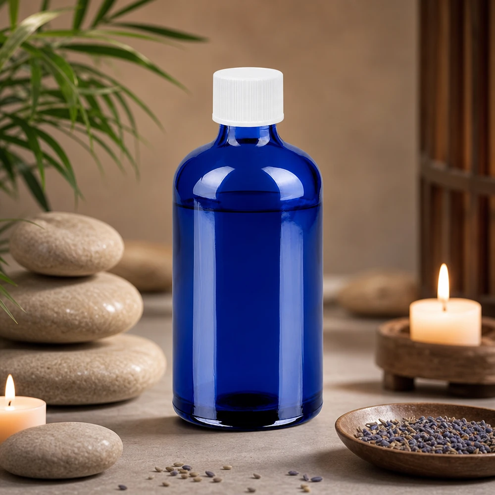 Nachfüllbare 100ml Glasflasche mit dichtem weißem Verschluss für nachhaltige Kosmetik-Routine