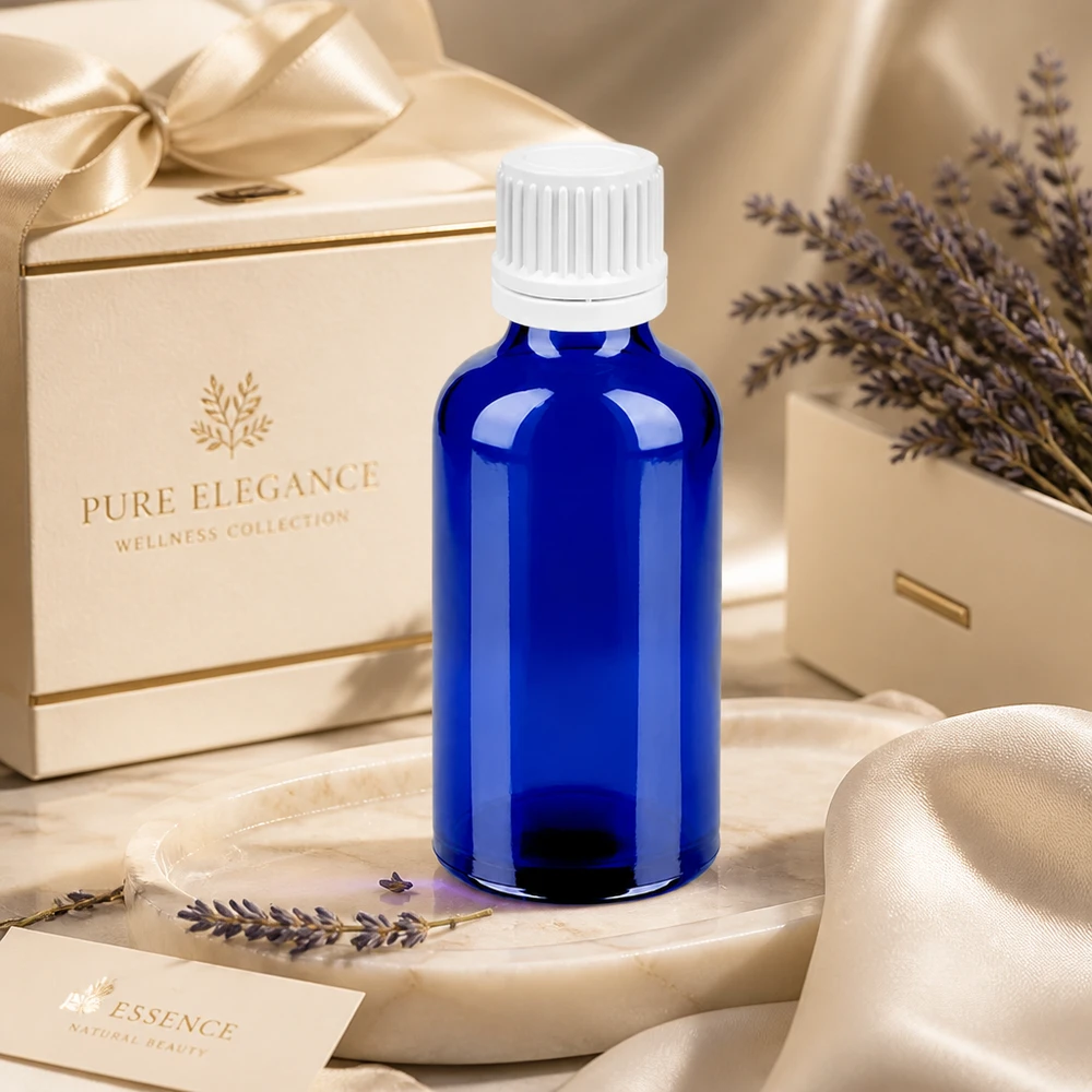 Professionelle 50ml Dosierflasche BlueLine mit UV-Schutz für empfindliche Essenzen