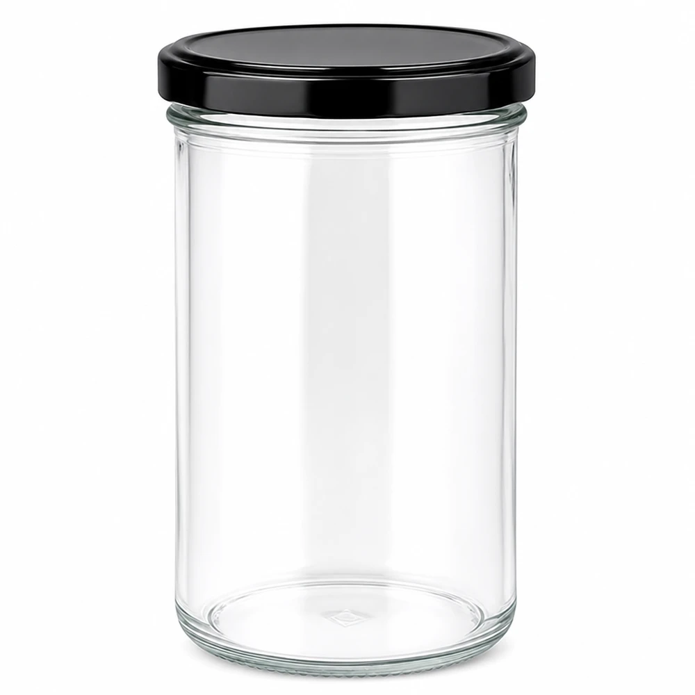 277ml Sturzglas leer mit schwarzem BasicSeal Deckel Einmachglas Marmeladenglas Vorratsglas