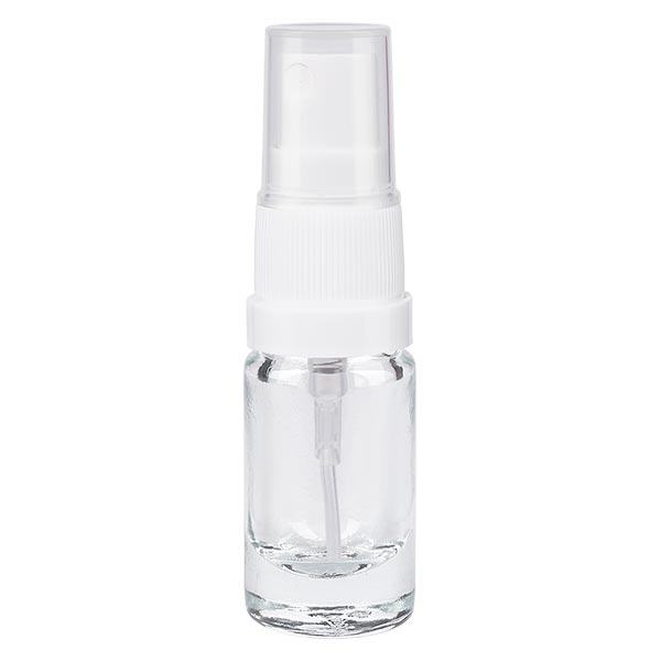 Lékárenská lahvička čirá 5ml s rozprašovacím uzávěrem bílá Lékárenská lahvička čirá 5ml s rozprašovacím uzávěrem bílá