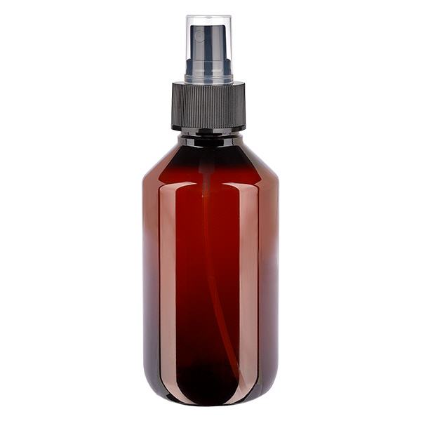PET láhev 200ml s rozprašovačem černá PET láhev 200ml s rozprašovačem černá