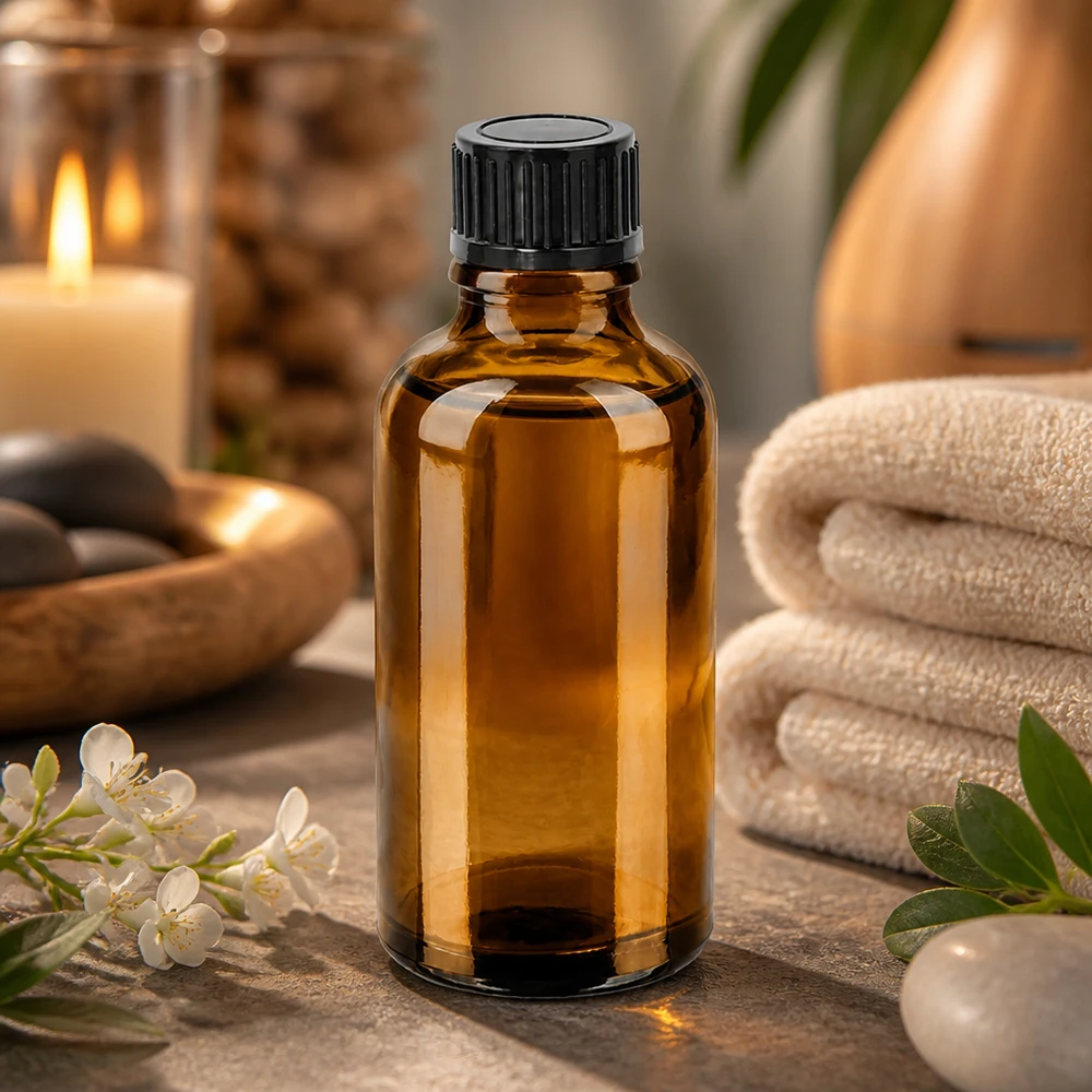50ml láhev 11mm šroubovací uzávěr černá Standard BrownLine UT18/50 50ml Premium Glasflasche mit schwarzem SV-Verschluss für Labor und Kosmetikindustrie