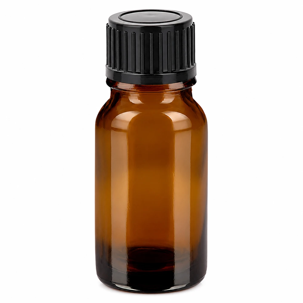 10ml láhev 11mm šroubovací uzávěr černý Standard BrownLine UT18/10 Professionelle 10ml Braunglasflasche mit gerilltem Verschluss für pharmazeutische Anwendungen