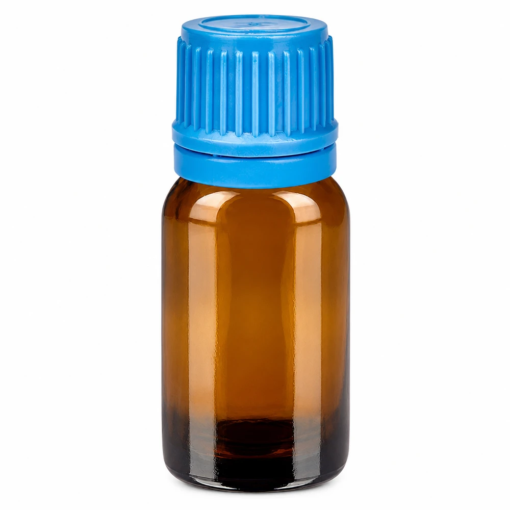 Hochwertige 10ml Braunglasflasche mit blauem Verschluss für lichtempfindliche Substanzen