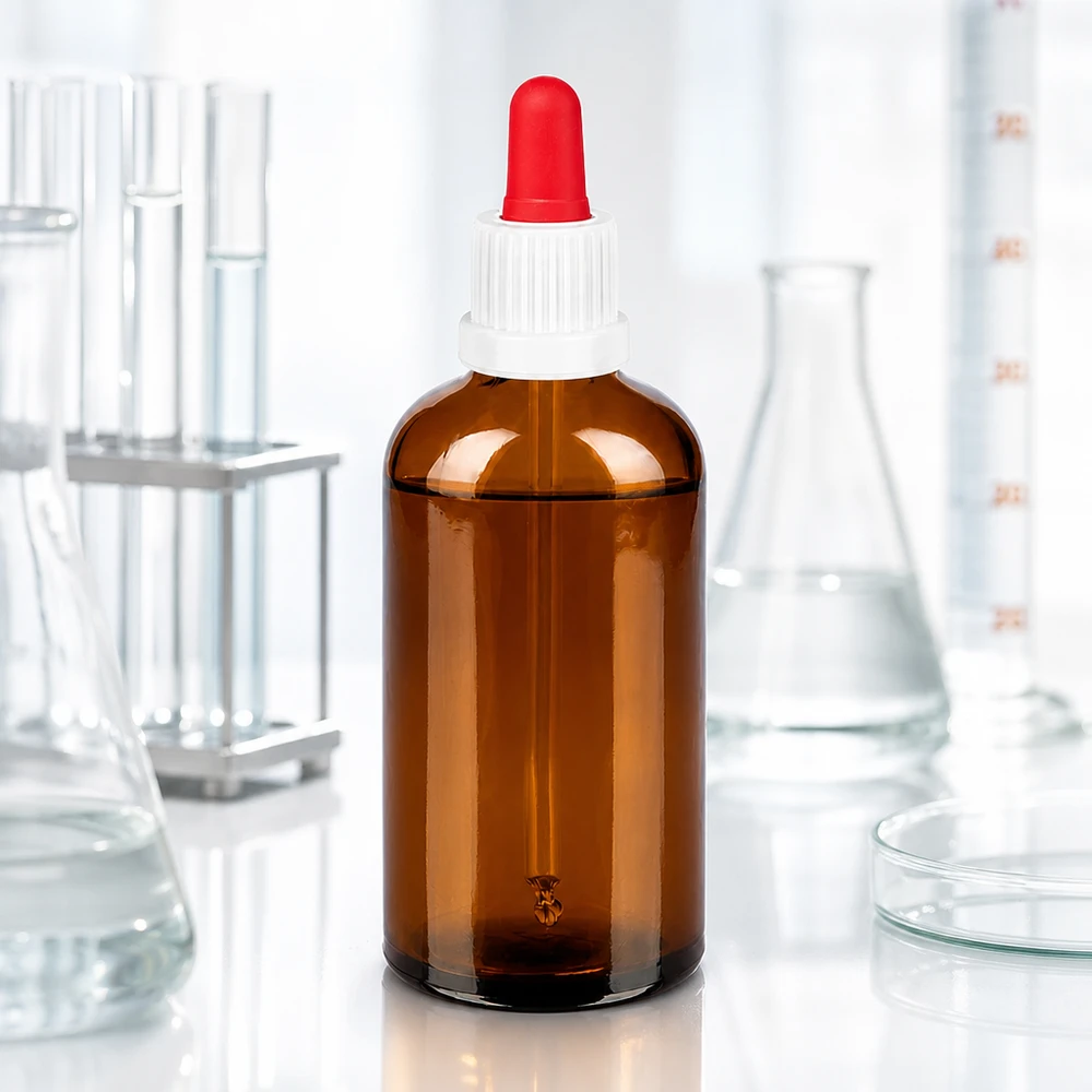 Hochwertige 100ml Braunglasflasche mit dichtem Verschlusssystem für sichere Aufbewahrung