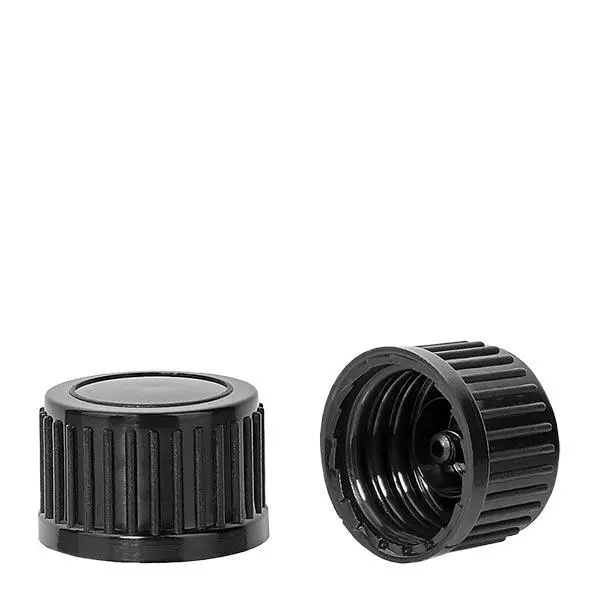 Černý šroubovací uzávěr 18 mm standard Černý šroubovací uzávěr 18 mm standard