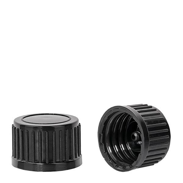 Černý šroubovací uzávěr 18 mm standard Černý šroubovací uzávěr 18 mm standard