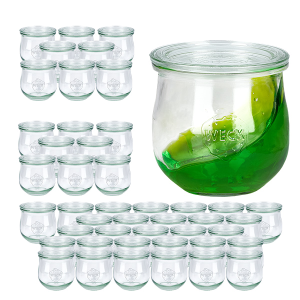 Sada 48 zavařovacích sklenic Weck 370ml tulipánová sklenice se 48 skleněnými víčky. Sada 48 zavařovacích sklenic Weck 370ml tulipánová sklenice se 48 skleněnými víčky.