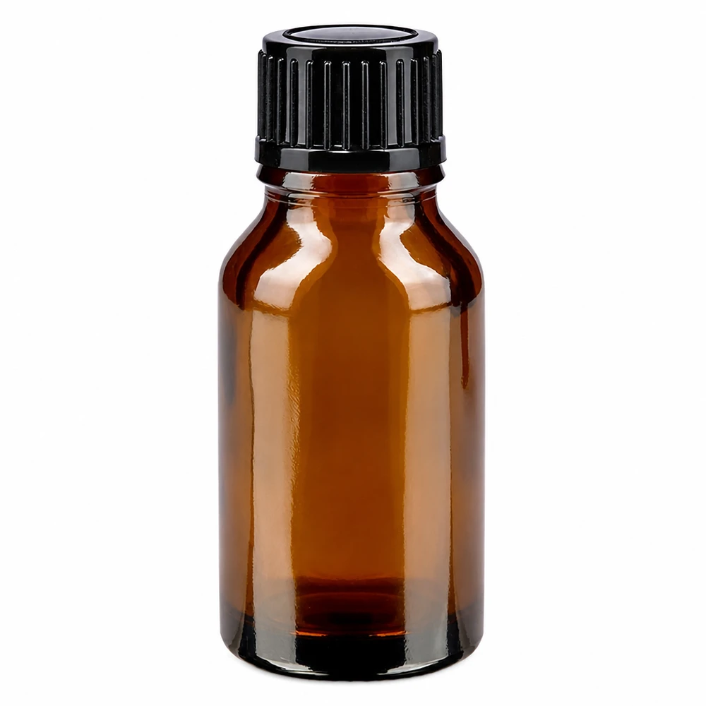 Lékárenská láhev hnědá 15ml kapátko uzávěr 1mm černý standardní Apothekenflasche Braunglas 15ml schwarzer Tropfverschluss UV-Schutz Glasflasche