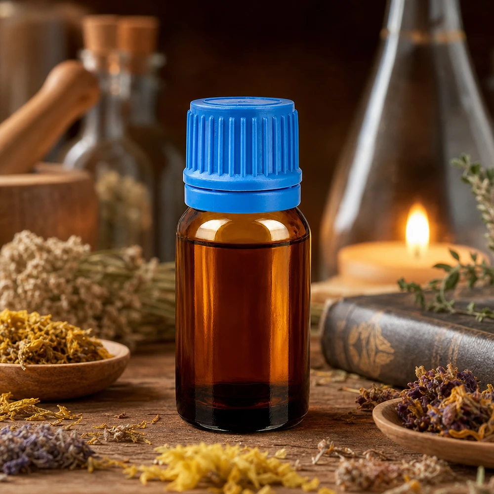 10ml lahvička 11mm šroubovací uzávěr modrý tamper evidentní uzávěr BrownLine UT18/10 Praktische 10ml Glasflasche mit blauem Verschluss perfekt für DIY-Kosmetik und Mischungen