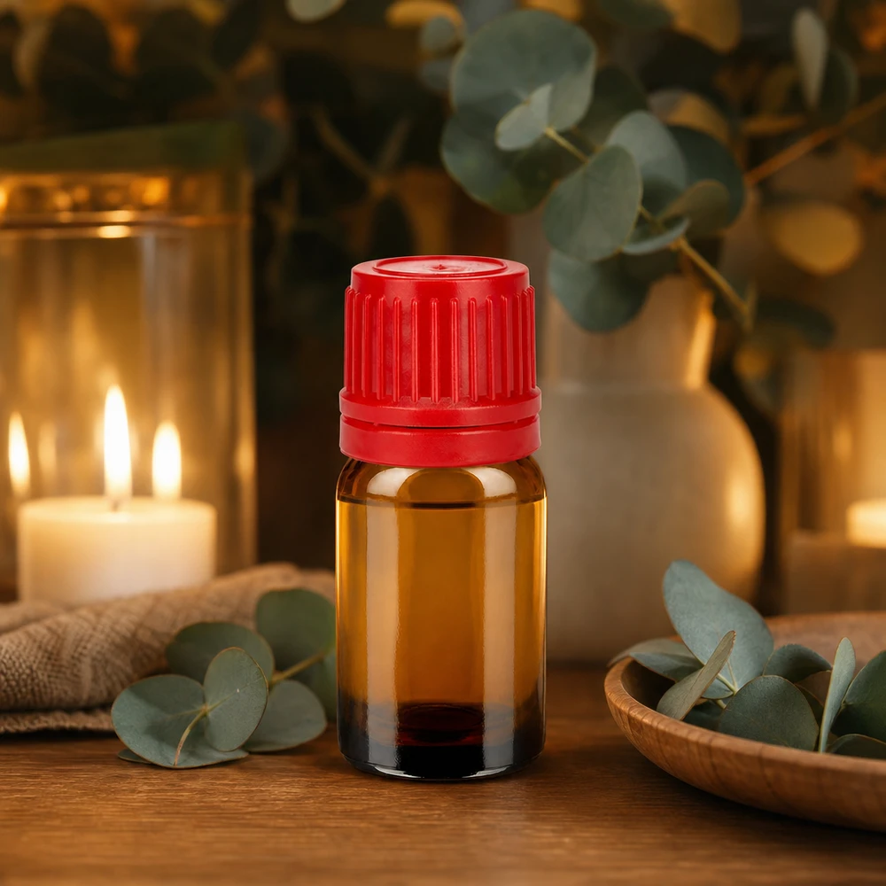 5ml lahvička 11mm šroubovací uzávěr červený uzávěr s ochranou proti manipulaci BrownLine UT18/5 Handliche 5ml Glasflasche mit fest verschließbarem roten Deckel für sichere Aufbewahrung
