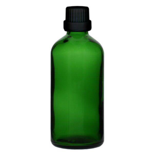 Lékárenská láhev zelená 100ml s kapátkem uzávěr premium 2mm černý tamper evidentní uzávěr Lékárenská láhev zelená 100ml s kapátkem uzávěr premium 2mm černý tamper evidentní uzávěr
