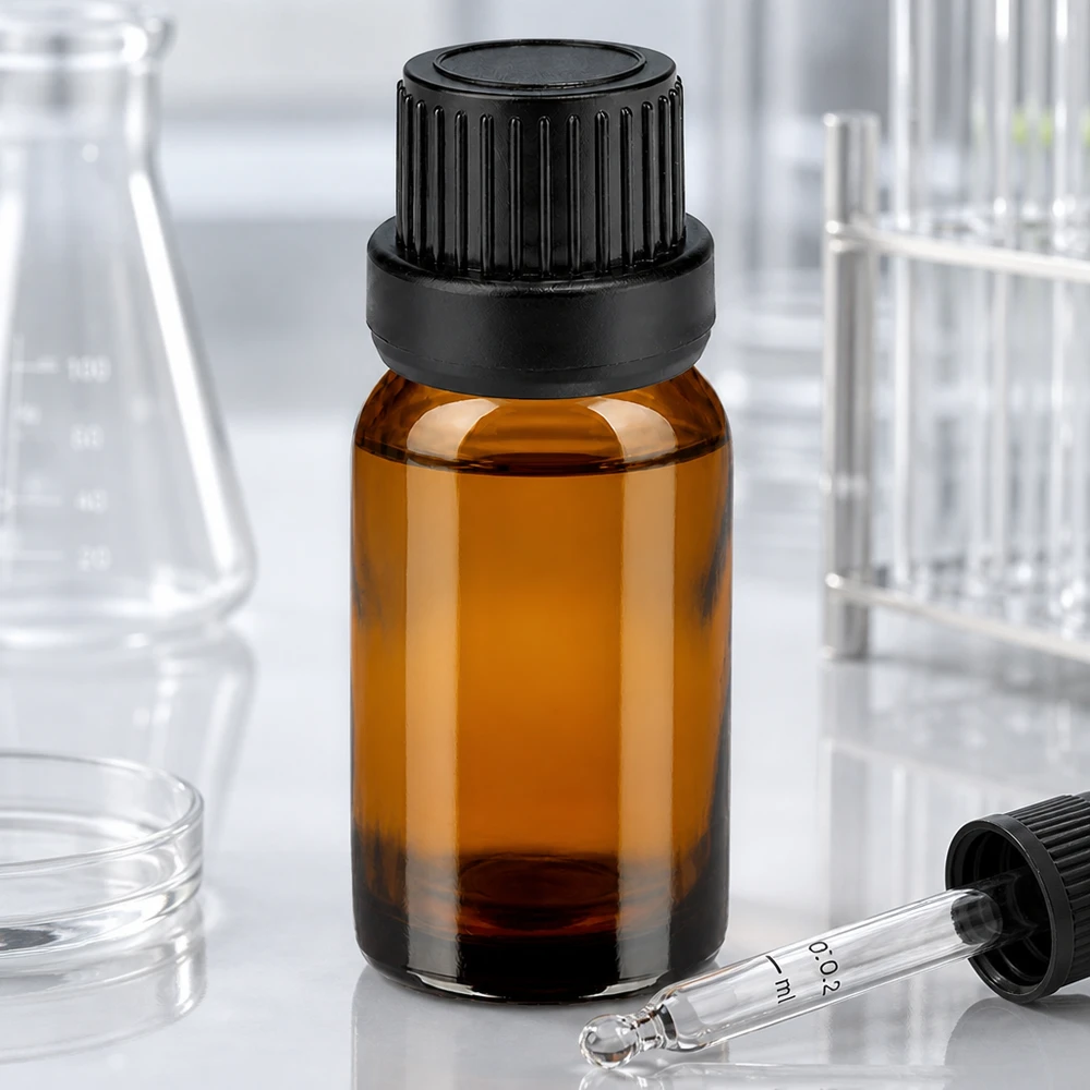 10ml láhev 11mm šroubovací uzávěr černý tamper evident uzávěrII BrownLine UT18/10 10ml UT18/10 Glasflasche mit schwarzem Verschluss optimal für Probenentnahme und sterile Lagerung