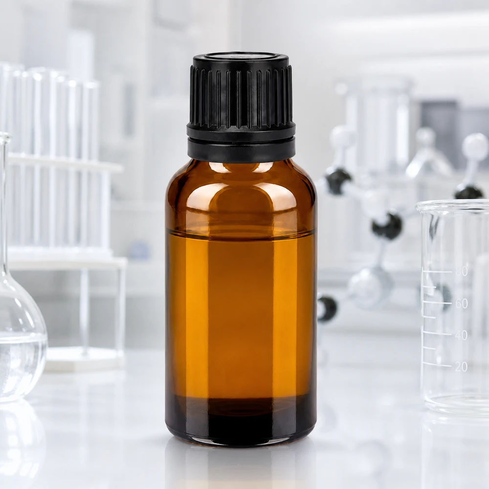 20ml láhev 11mm šroubovací uzávěr černá se zajištěním proti manipulaci BrownLine UT18/20 20ml Präzisionsflasche aus getöntem Glas mit kindersicherem schwarzen Verschluss