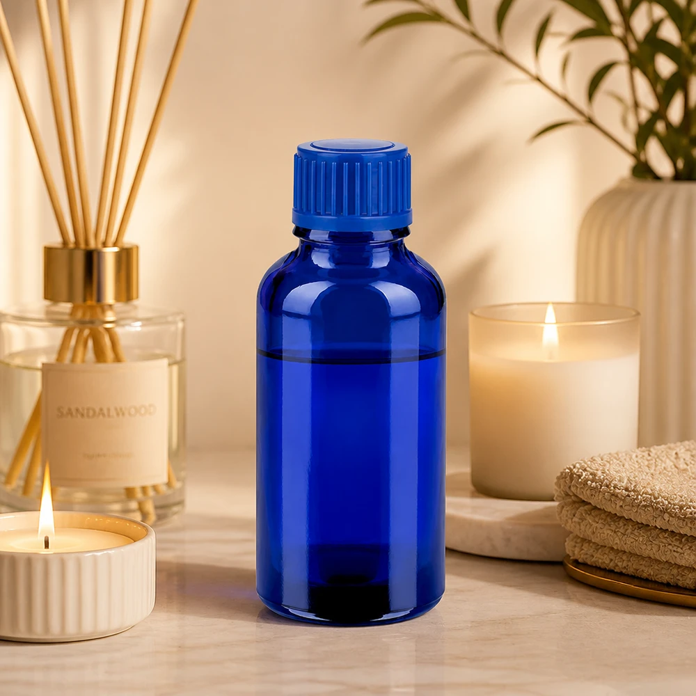 30ml láhev s 11mm šroubovacím uzávěrem modrá Standard BlueLine UT18/30 30ml Premium Glasflasche in Apothekerqualität mit optimaler Füllmenge für den Hausgebrauch