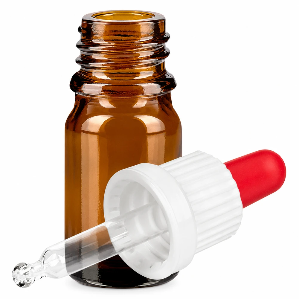 Apotheker Pipettenflasche 5ml mit kindersicherem Verschluss und präziser Dosierungspipette