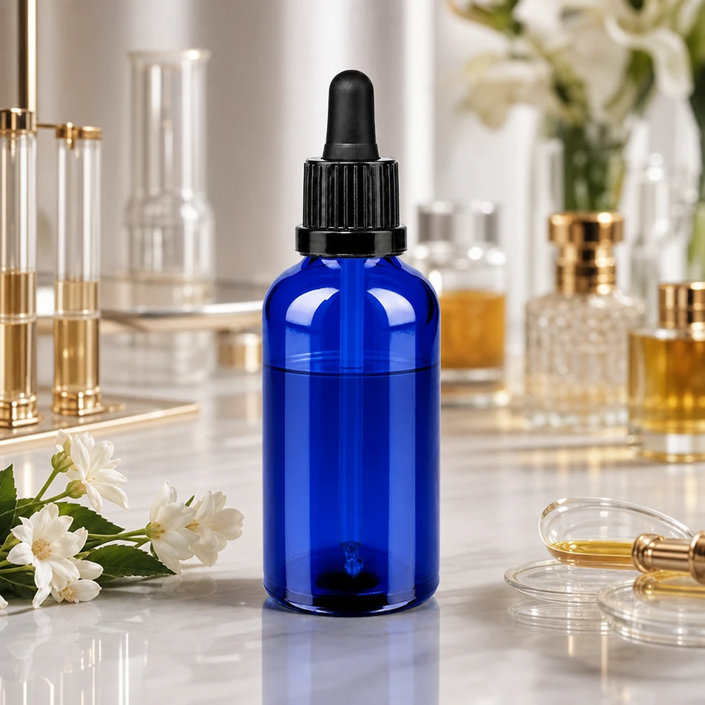 50ml pipetovací láhev černá s tamper-evidentním uzávěrem BlueLine UT18/50 Kompakte 50ml Glasflasche mit schwarzem Pipettenverschluss - platzsparend für Reise und Labor
