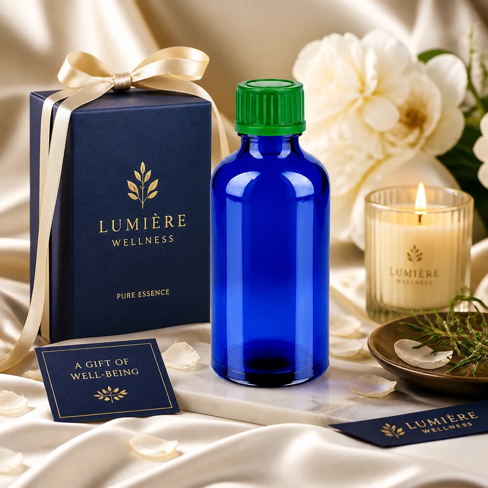 50ml láhev 11mm šroubovací uzávěr zelená Standard BlueLine UT18/50 50ml UV-schützende Blauflasche mit grünem Schraubdeckel für lichtempfindliche Substanzen
