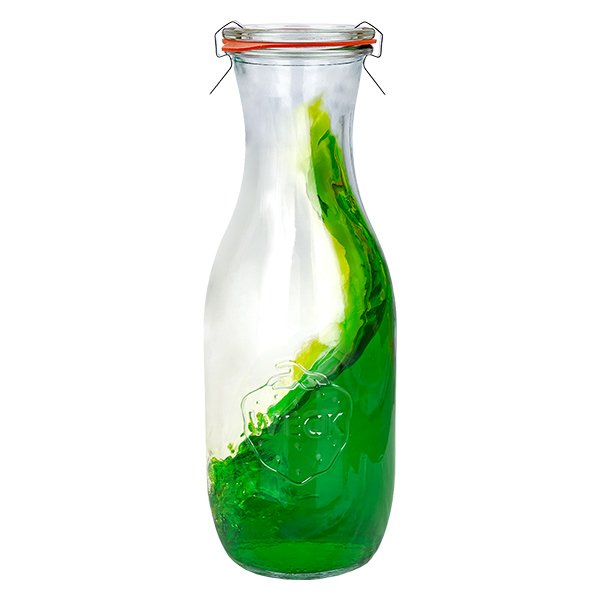 Sada 12 sklenic Weck 1062ml láhev na džus s 12 skleněnými víčky. Sada 12 sklenic Weck 1062ml láhev na džus s 12 skleněnými víčky.