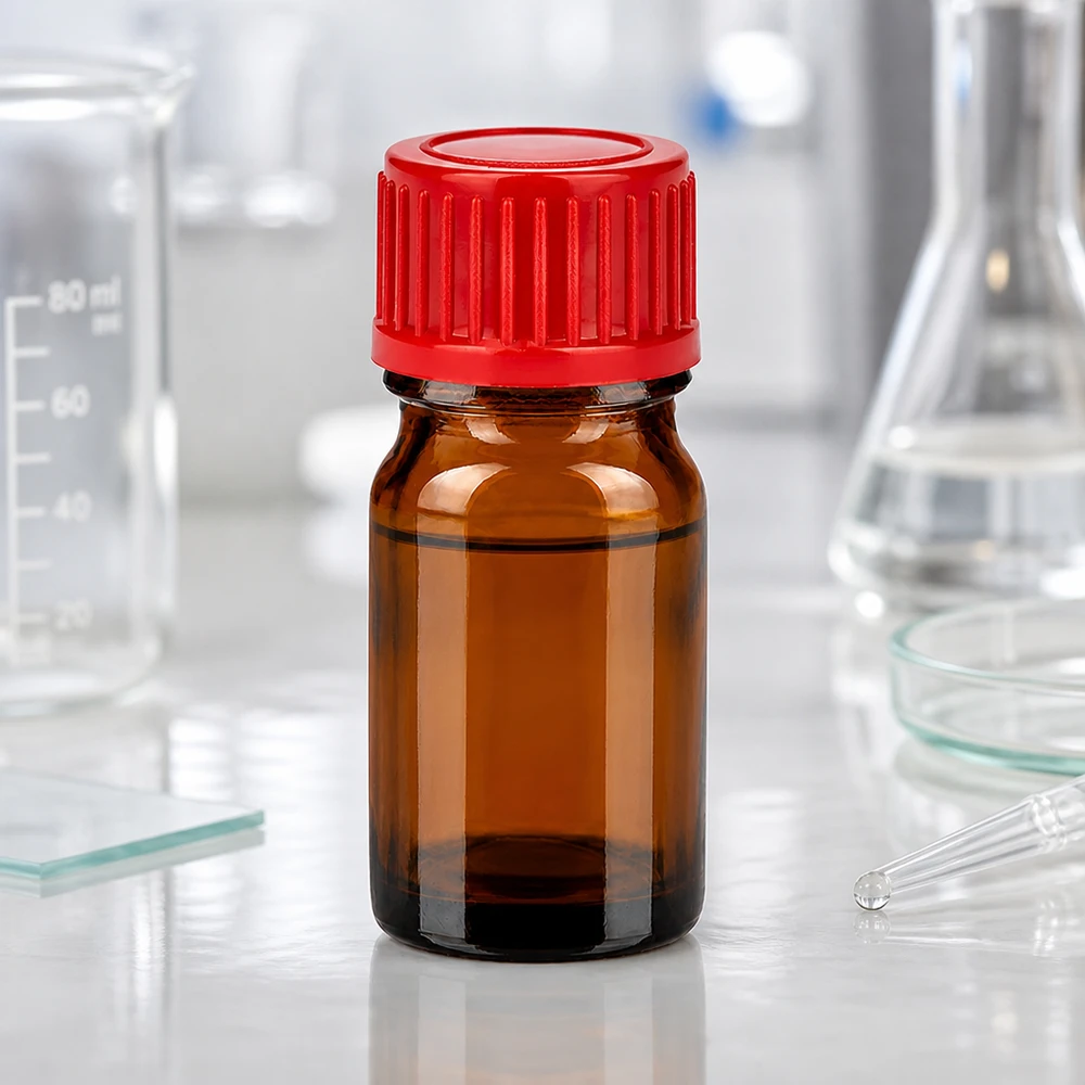 5ml lahvička 11mm šroubovací uzávěr červená Standard BrownLine UT18/5 5ml BrownLine Glasflasche mit rotem Verschluss bietet optimalen Schutz vor Lichteinwirkung und Oxidation